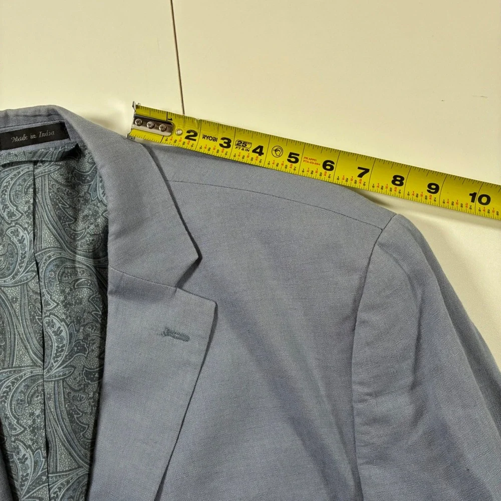 Lauren Ralph Lauren  100% Linen Blazer 46L Light Blue Paisley Lined Sport Coat